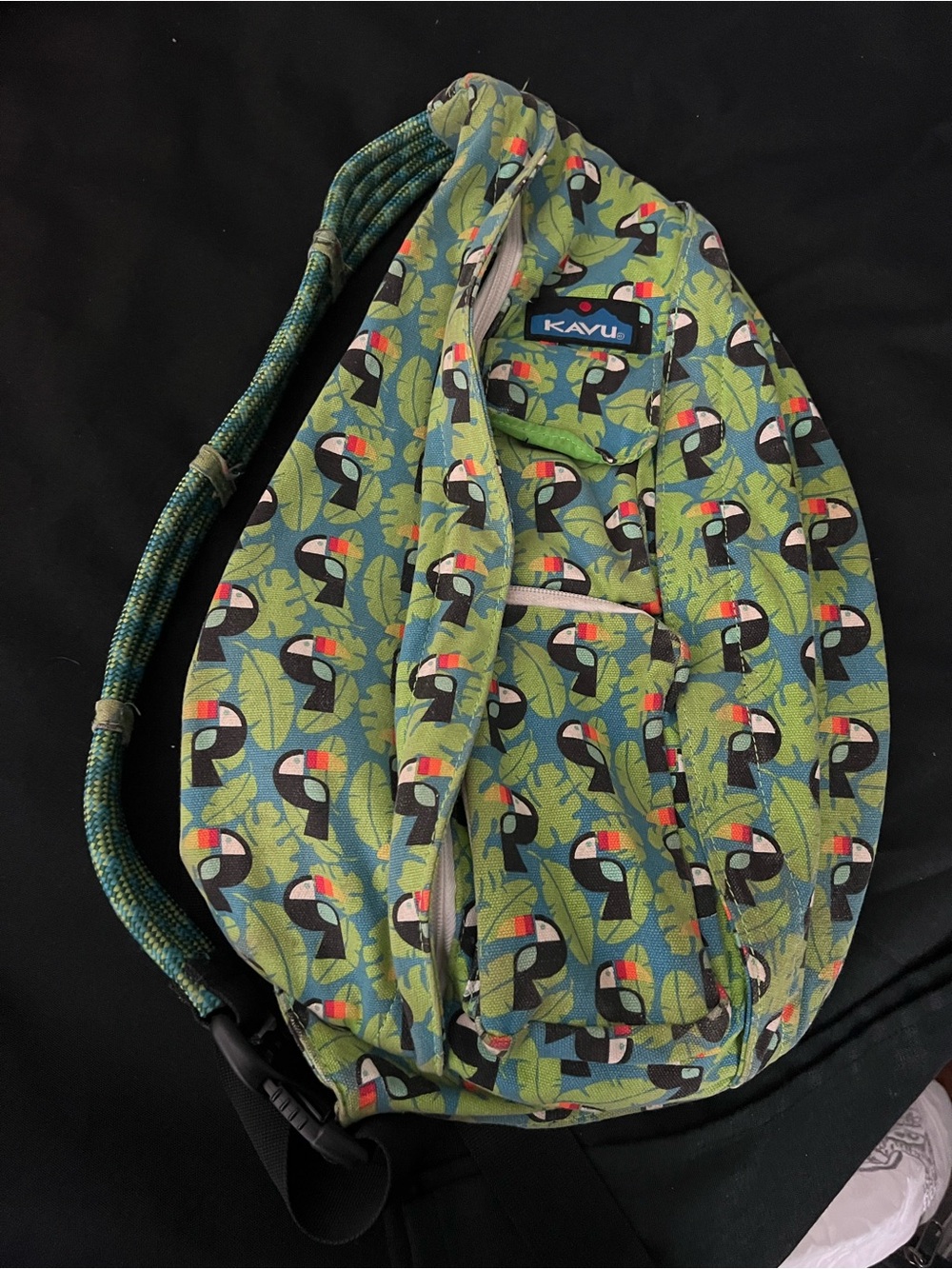Kavu Green Toucan Print Sling Bag